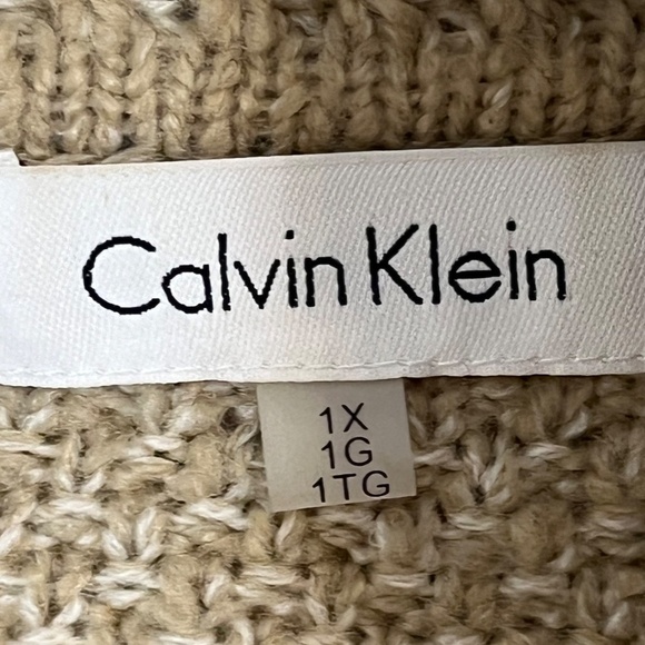 Calvin Klein Women Sweater Size 1X Tan Cowl Neck Pullover Knit Vintage Neutral - Picture 2 of 14